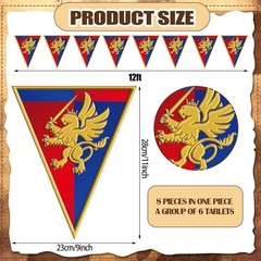 Hahafelt 6 Pcs 72 ft Medieval Fantasy Pennant Banner with Lion Design Medieval P