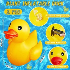 2 Pack 4 Feet Giant Inflatable Duck Huge Rubber Duck Large Blow up Pool Float…