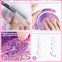 30 PCS Pink Hanging Swirls Foil Plastic Streamers Ceiling Party Decor