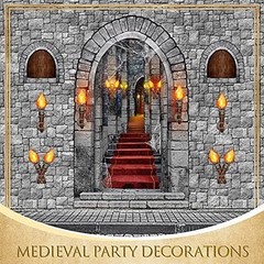 Medieval Knight Party Decorations Set – 13 Pcs with Tablecloths, Castle Door & S