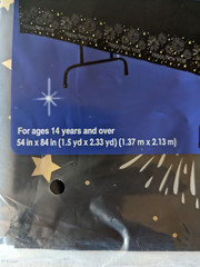 New Years Rectangular Plastic Tablecover 24″ x 84″ New Year Table Cover NIP