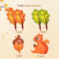24 Fall Thanksgiving Mylar Balloon Maple Oak Leaf Acorn Pumpkin Squirrel Turkey