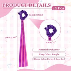 Rainbow Dance Ribbons, Wrist Streamers 20″ & 12 Pcs & Purple & Rose Pink