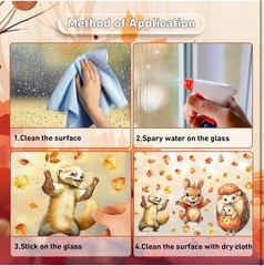 6 Sheets 75pc & 4 Sheets 63pc Fall Window Clinger Stickers Leaves Animal Harvest