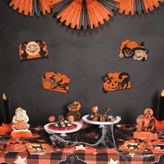 Beistle Vintage Halloween Cutouts 4-Pack – Double-Sided 9″, Black/Orange