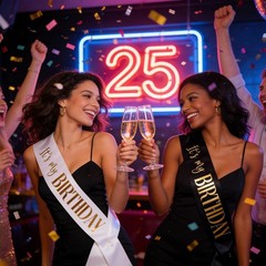 Elegant 2 Pack Birthday Sashes for Men and Women with Gold/Rose Gold Lettering