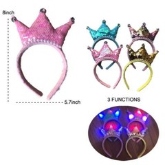 12 PIECES LIGHT UP PRINCESS CROWN HEADBAND WITH SEQUINS AND PEARLS party crowns