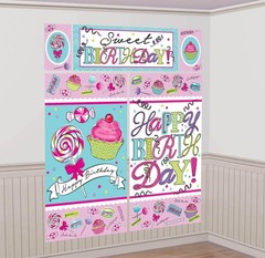 Sweet Party Cupcake Bright Birthday Party Scene Setters Wall Decorating Kit