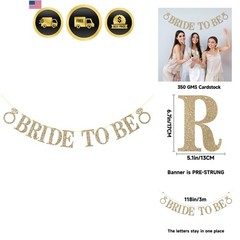 Bride to Be Banner Bachelorette Party Decorations Bridal Shower Sign Gold Gli…