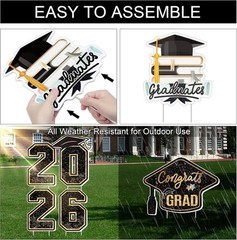 Large 11 PCS Graduation Yard Signs, Class of 2026 Congrats Grad Outdoor Lawn Yar