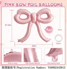 4 Pcs Pink Bow Balloons Bow Party Decorations for Girl Women Pink Bow Birthda…