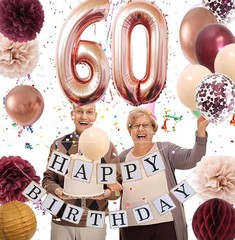 60th birthday decorations women – Rose gold 60 birthday party supplies for Ha…
