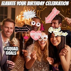 70pcs “ No Diy “ Birthday Photo Booth Props For All Ages “ Multi Colored “ Box S