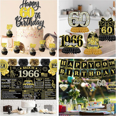 60Th Birthday Decorations – Black and Gold Vintage Back in 1966 Party Supplies I