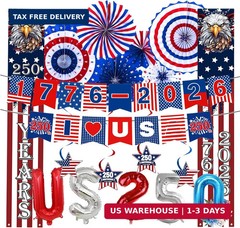 US 250th Anniversary Decorations Set, 4th of July Decoration, Red White Blue Pap