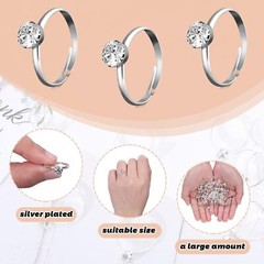 Whaline 36 Packs Silver Diamond Engagement Rings Bridal Shower 36
