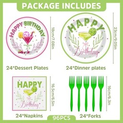 Martini Cocktail Birthday Disposable Tableware (Plates, Napkins, Forks)