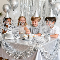 12 Pack Metallic Foil Spray Centerpiece, Glitter Silver Star Table Decoration, B