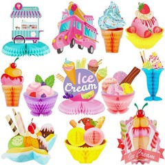 12 Pieces Ice Cream Party Decorations Ice Cream Centerpiece Honeycomb Sundae …