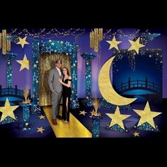Beistle 3 Piece Assorted Sizes Cardboard Starry Night Star Stand-Ups, Prom…