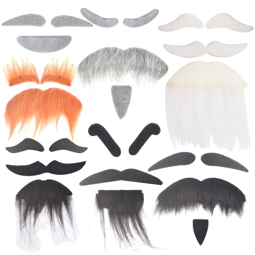 7 Sets Fake Beards with Eyebrows Funny False Mustache Stick on Fake Whiskers …