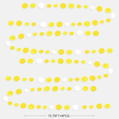 63 Ft Lemon Party Decorations Yellow White Circle Dots Garland Polka Dot Hanging