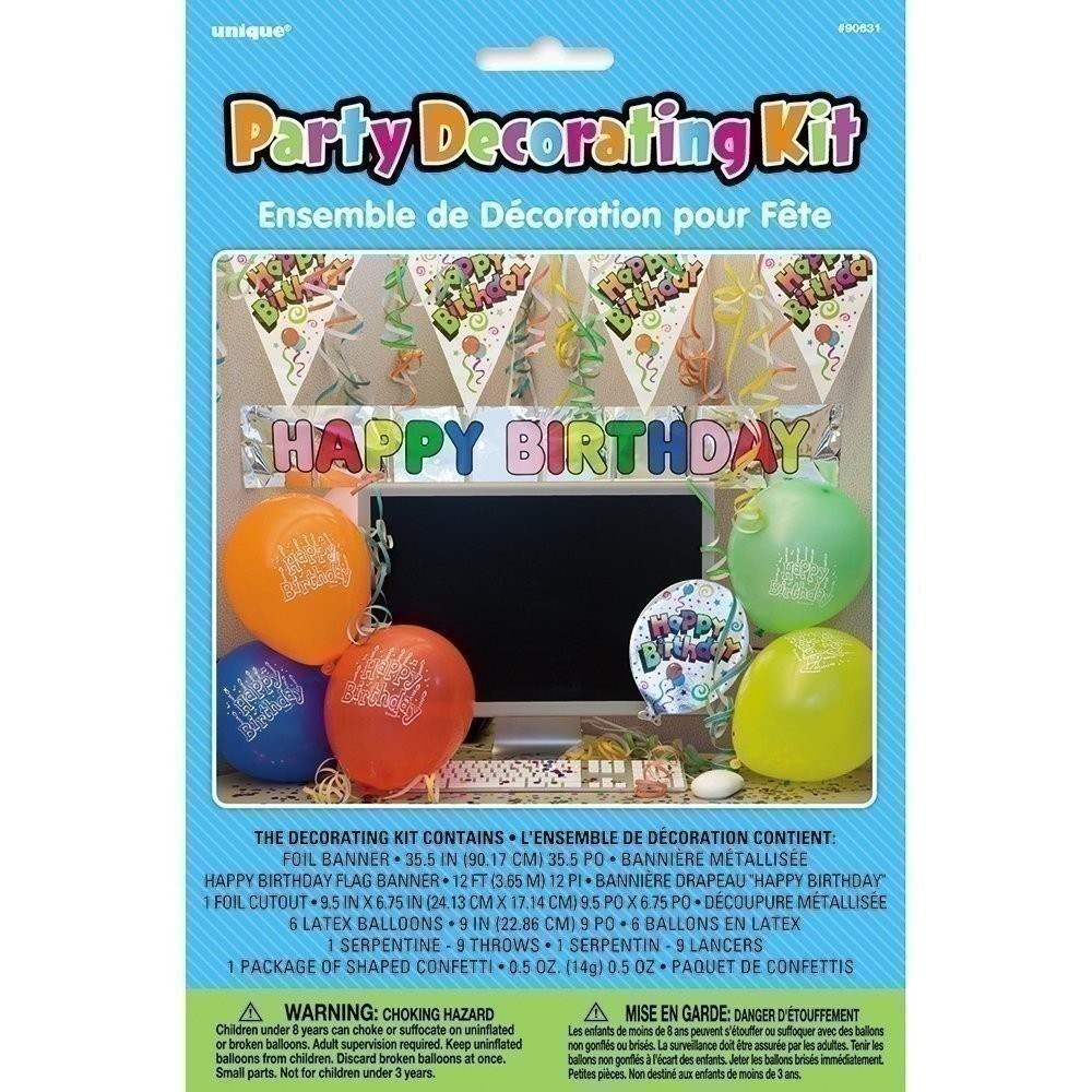 Multicolor Office Table Birthday Decorating Kit – 1 Set (Balloons and Banner) –