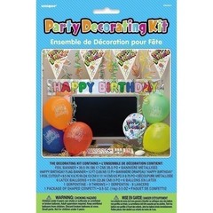 Multicolor Office Table Birthday Decorating Kit – 1 Set (Balloons and Banner) –