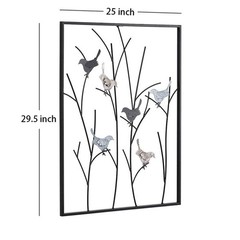 Lechesis Metal Birds on Branches Wall Art Decor Sculptures – 25″ x 29 1/2″