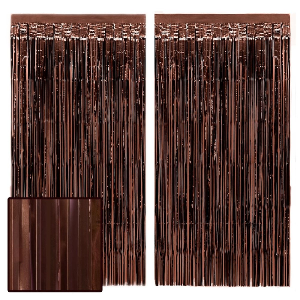 , Brown Party Curtain – Set of 2 | Espresso Martini Fringe, Bachelorette Deco…