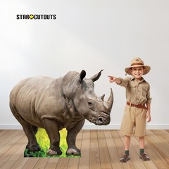 Rhinoceros Side Cardboard Cutout 93cm Tall and Free Mini Animal Standee Wildlife