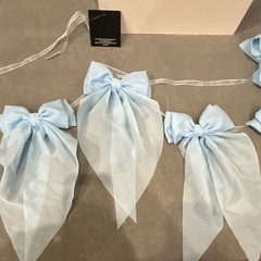 Brother Sister Design Studio Blue Solid Fabric Bow Garland 6 ft Party Decor