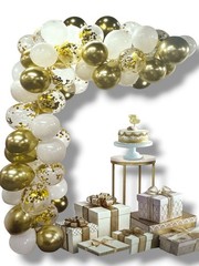 48 Balloons Arch Kit Gold & White with Confetti Party Celebrate Graduation NEW
