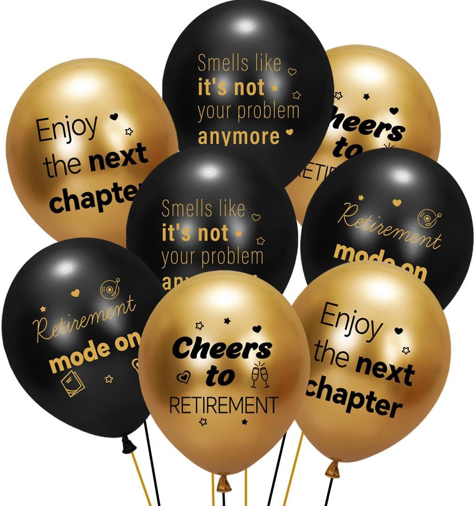 Retirement Balloons 40PCS Black Gold Happy Retirement Party Supplies for Men