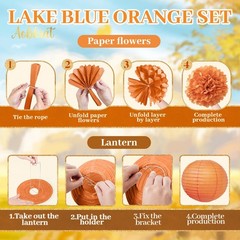 Fall Party Decorations Kit Orange Brown Yellow Lake Blue