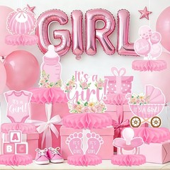 Girl Baby Shower Decorations Set – Kit with Pink Honeycomb Centerpiece, Baby …