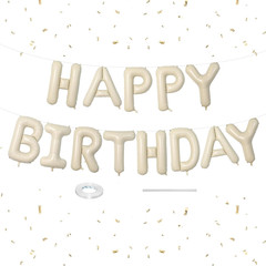 Happy Birthday Balloons Banner Beige,16 Inch Cream White Foil Letters Birthday S