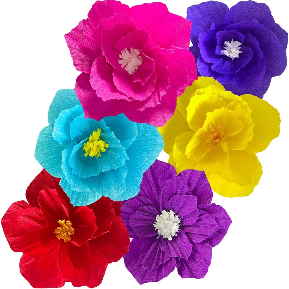 Bright Paper Flowers Artificial Crepe Tissue Wall Decor Fiesta Mexican
