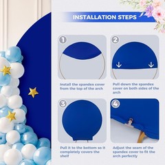 Babenest 7.2FT Royal Blue Round Backdrop Cover, Two-Sided Spandex Circle Balloon