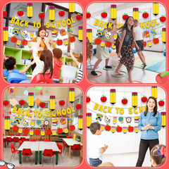 43 Pcs Back to School Decorations Pencil Apple Hanging Honeycomb Centerpiece Dec
