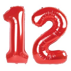 40 Inch Red Number 12 Digital Balloon,Jumbo Mylar Foil Helium Balloon for 12 …