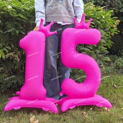 40 inch Pink Birthday Number 1 Balloons Fluorescent Pink Balloon, Helium Foil…