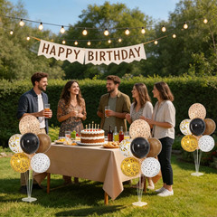 4 Sets Black Brown Gold Cheetach Print Balloons Stand Kit for Table | Black and