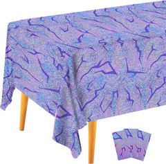 3PCS Demon Hunters Birthday Tablecloth Decorations, Purple Demon Energy Pattern
