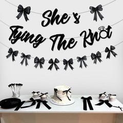 Black Bow Bridal Shower Decorations She’s Tying The Knot Banner Bow Tie Garla…