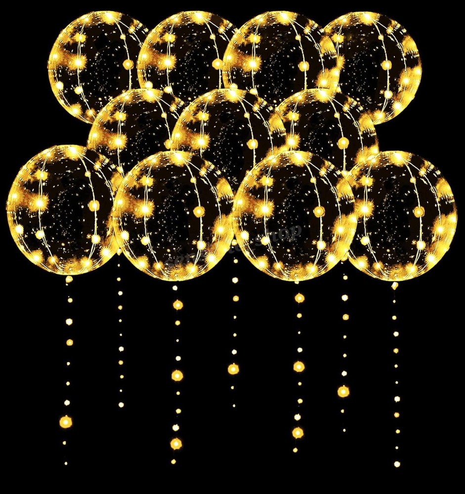 10 Pcs LED Light Up BoBo Balloons Party Birthday Transparent Bubble Balloon