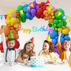 164Pcs Rainbow Balloon Arch Kit with Red Purple Yellow Blue Orange White Lime