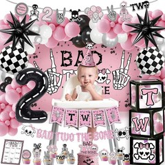Bad Two The Bone Birthday Decorations, Rock And Roll Music Themed 2nd Birthda…
