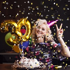 Number 30 Birthday Confetti 3000 Pieces Black Gold Silver Glitter
