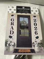 Black & White Graduation Door Banners Decorations Class of 2026 Congrats New